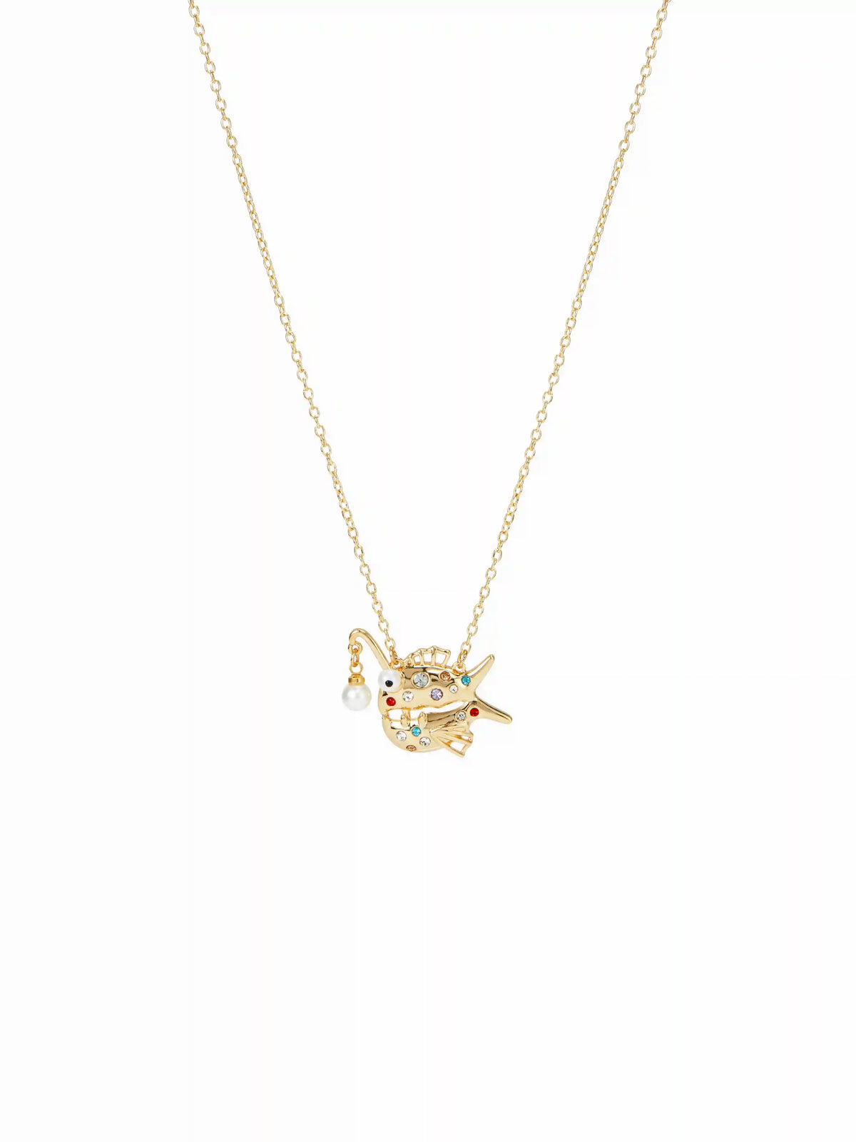 RHINESTONE DECOR ANGLERFISH PENDANT NECKLACE