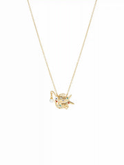RHINESTONE DECOR ANGLERFISH PENDANT NECKLACE