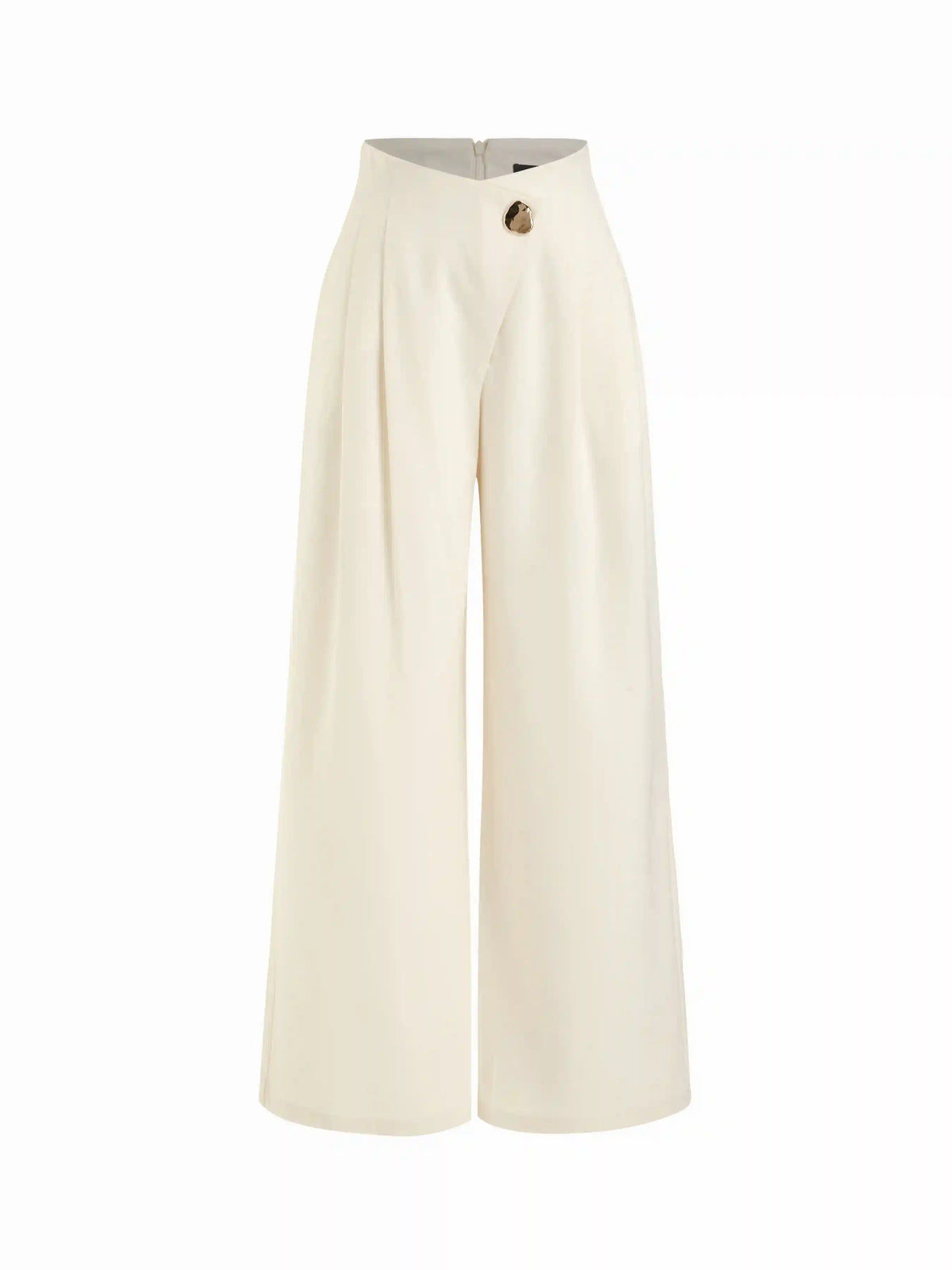 High Rise Metal Button Pleated Wide Leg Trousers