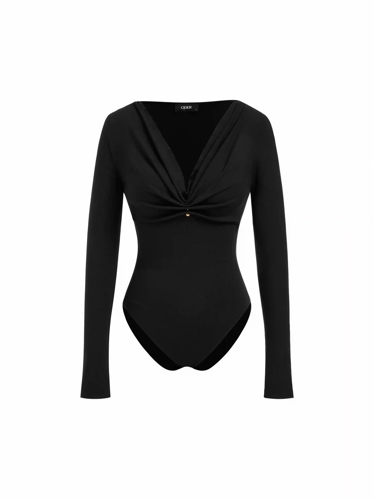 V-neck Long Sleeve Ruched Bodysuit