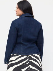 Stretch Denim Metal Detail Blouse Curve & Plus