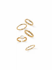 4PCS CLOCK & TWISTED RING SET