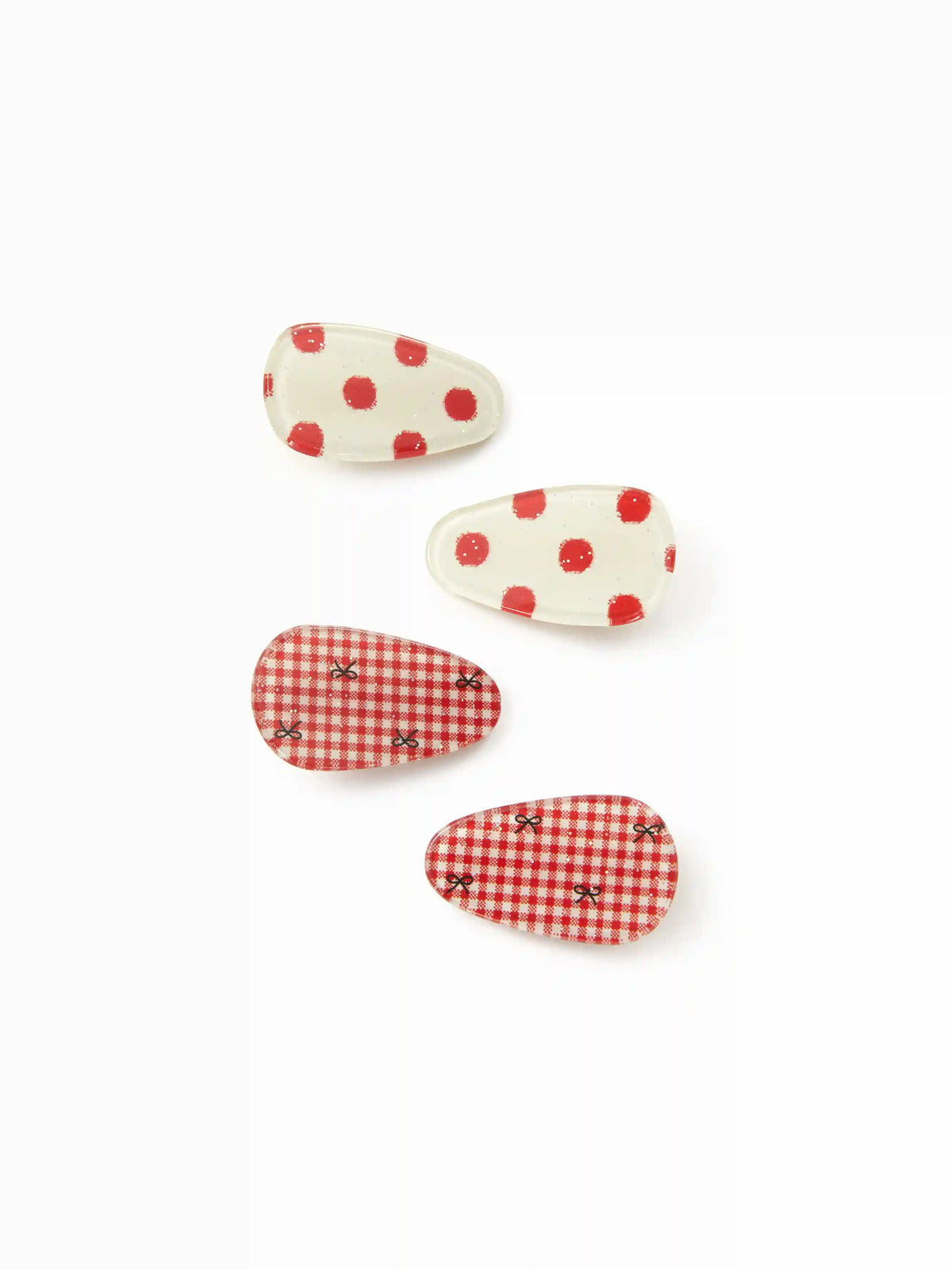 4PCS POLKA DOT & GINGHAM HAIR CLIP SET
