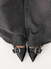 POINTED TOE BUCKLE  KITTEN HEELS