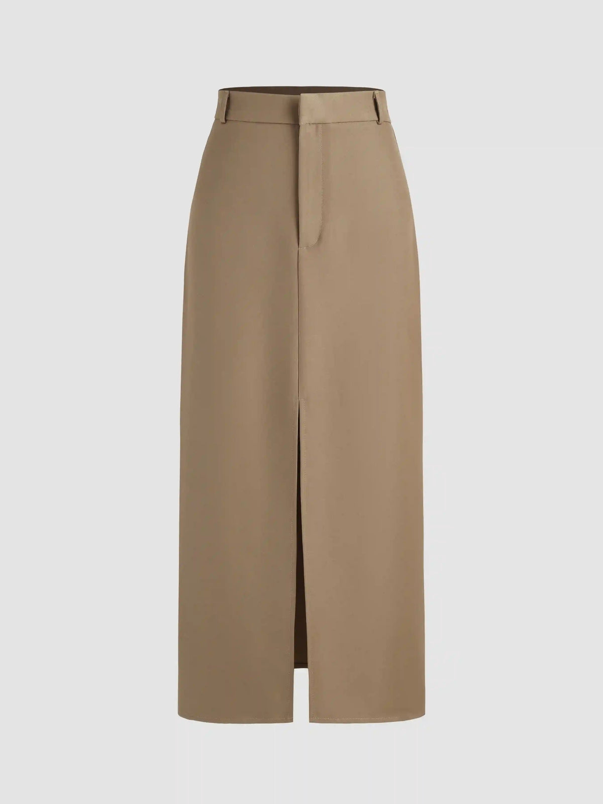 Solid High Waist Split Maxi Skirt