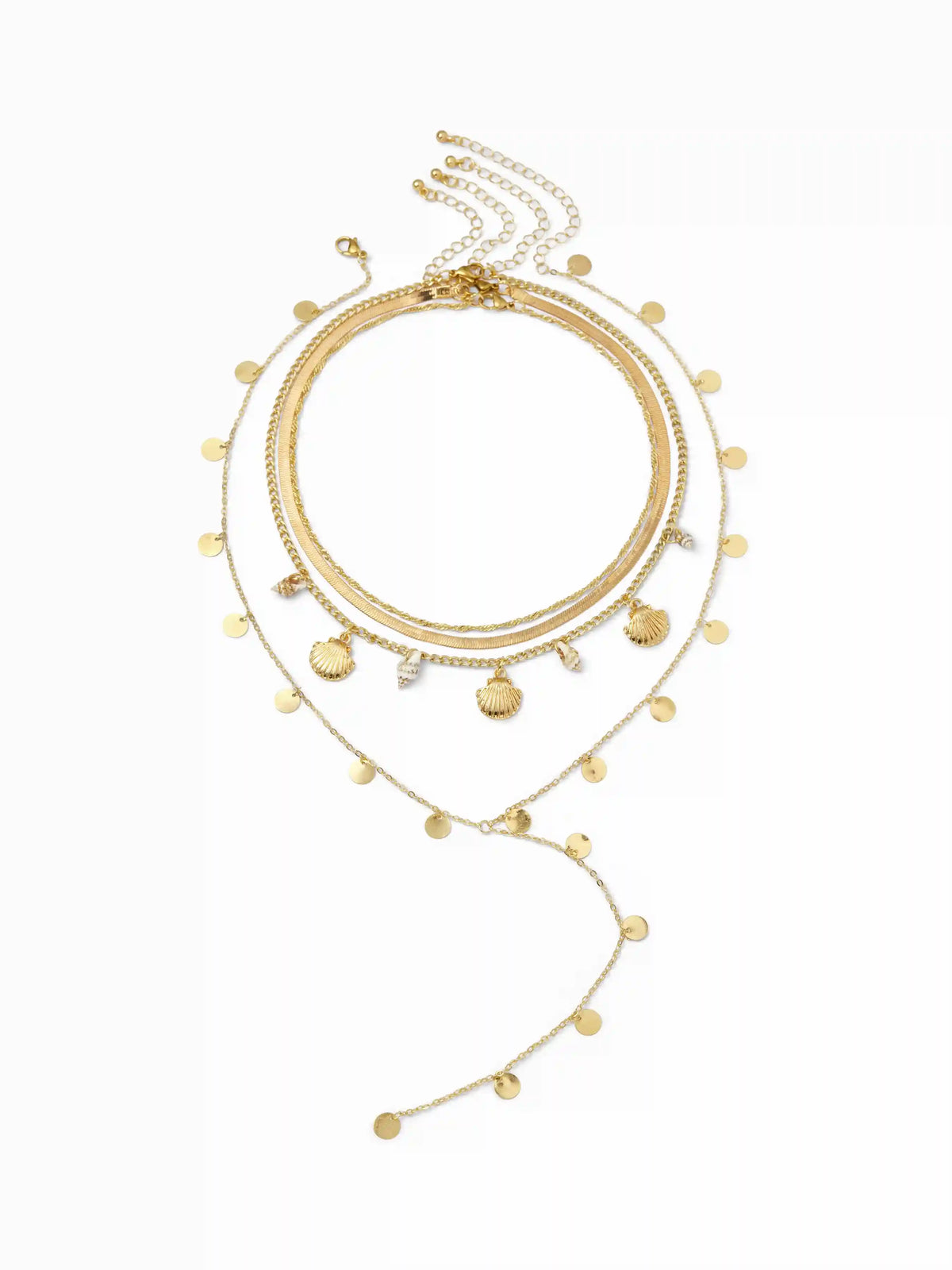 SHELL & STARFISH & SEQUIN LAYERED NECKLACE