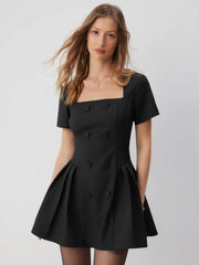 Square Neck A-line Mini Dress