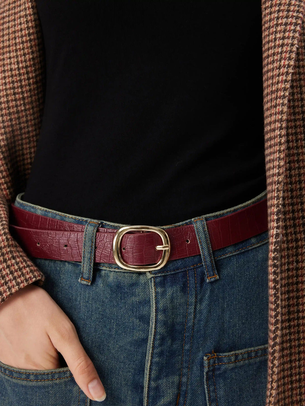 CROCODILE PRINT BUCKLE BELT