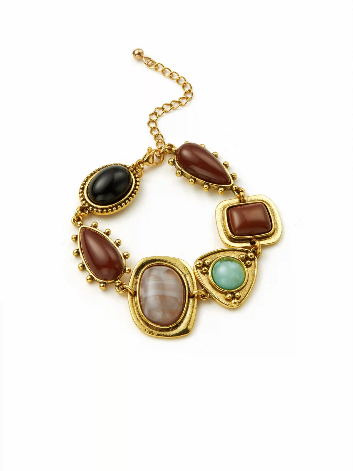 GEOMETRIC GEMSTONE CHAIN BRACELET
