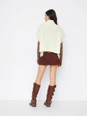 Cable Knit High Neck Raw Trim Oversized Vest