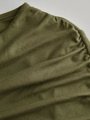 Boat Neck Long Sleeve Ruched Maxi Dress