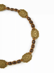 ENGRAVED OVAL & BEADED DECOR LACE-UP WAIST BELT