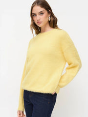 Knit Round Neckline Solid Long Sleeve Oversized Top