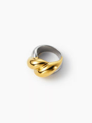 MIXED METAL 18K GOLD PLATED STAINLESS STEEL TWISTED RING