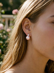RHINESTONE DECOR FAUX PEARL STUD EARRINGS
