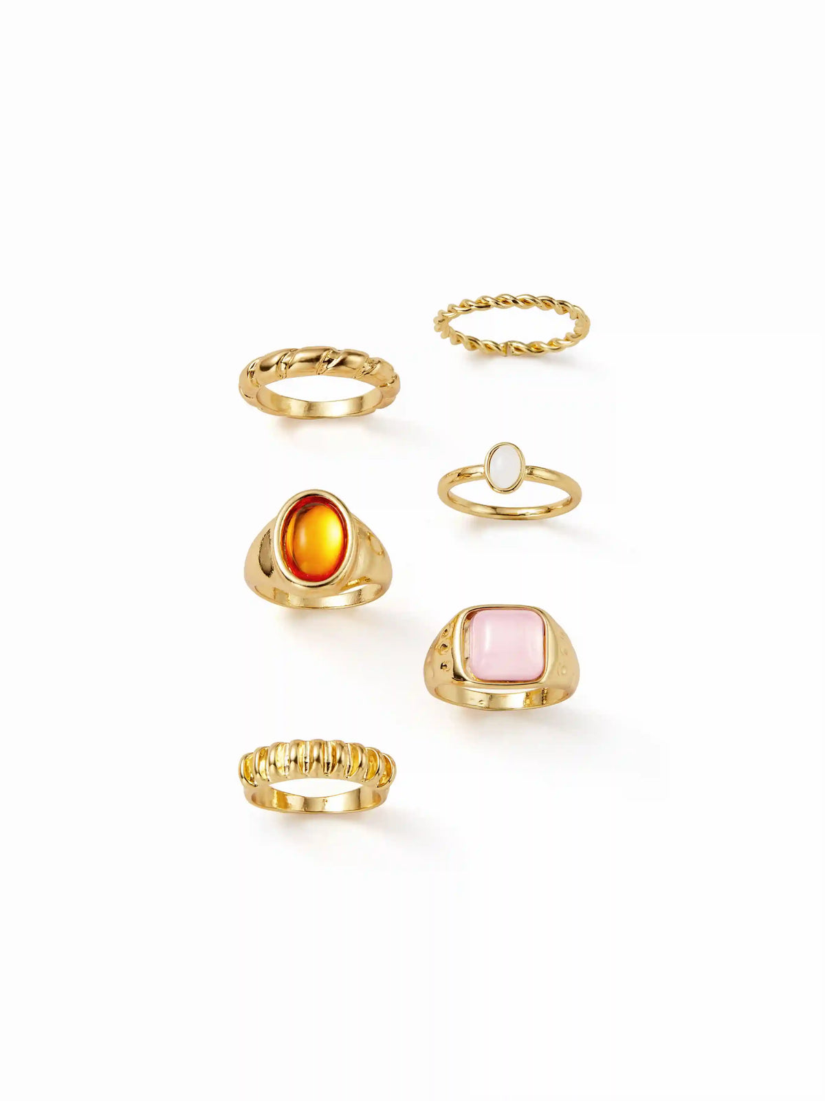 6 PCS GEMSTONE RING SET