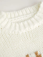 Knit Round Neck Horse Graphic Oversized Chunky Sweater