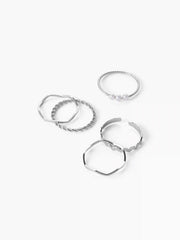 5PCS WAVE & TWIST & PEARL RING