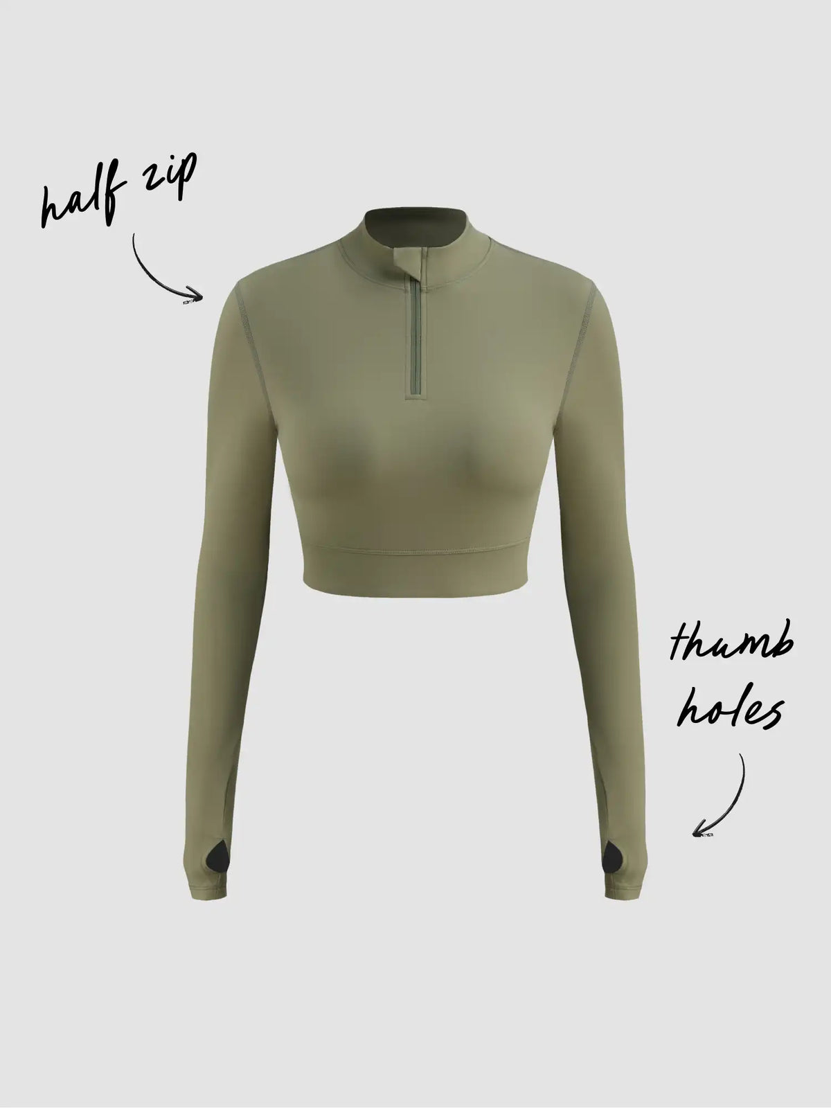 CIDERAIRY™ High Neck Solid Zipper Active Long Sleeve Top