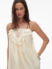 Lace Embroidery Ruffled Cami Mini Nightdress