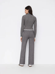 Knit Wool-blend Mid Rise Elastic Waist Flared Trousers