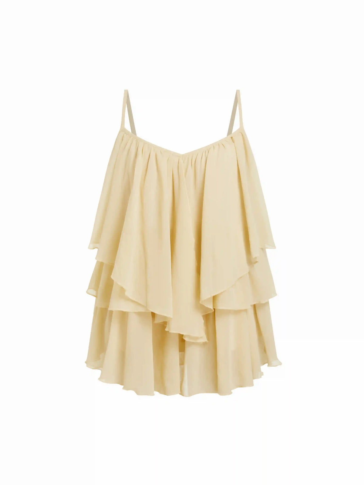 Chiffon Sweetheart Layered Ruffle Hem Oversized Blouse