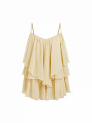 Chiffon Sweetheart Layered Ruffle Hem Oversized Blouse