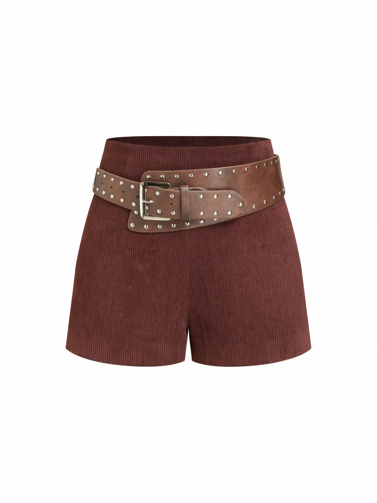 Corduroy Mid Rise Shorts With Belt
