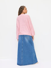 Knit V-neck Long Sleeve Tie Front Bow Oversized Cardigan