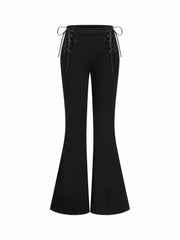 Stretch Cider Denim High Rise Side Lace Up Flared Jeans