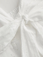 Cotton Broderie Anglaise Floral Bowknot Tiered Maxi Dress