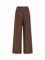 Texture Round Neckline Asymmetrical Hem Top & Mid Rise Elastic Waist Wide Leg Trousers Set