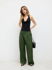 Mid Rise Straight Leg Trousers