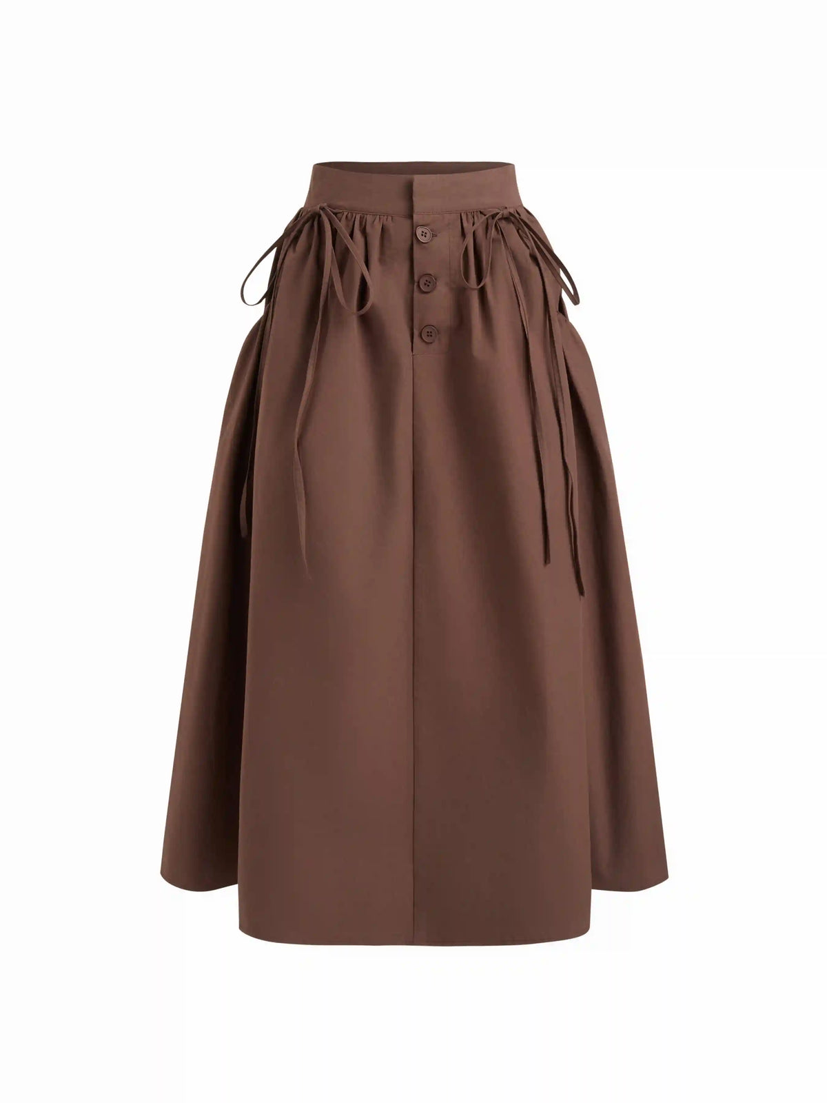 Cotton-blend Mid Rise Bowknot Maxi Skirt
