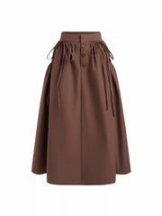 Cotton-blend Mid Rise Bowknot Maxi Skirt