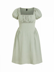 Square Neck Puff Sleeve Ruched Milkmaid Maxi Dress Curve & Plus