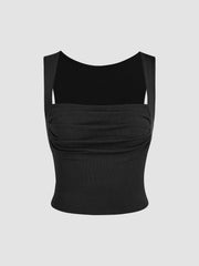 2 Pack Solid Ruched Square Neck Crop Top