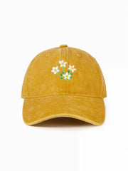 FLOWER EMBROIDERED BASEBALL HAT