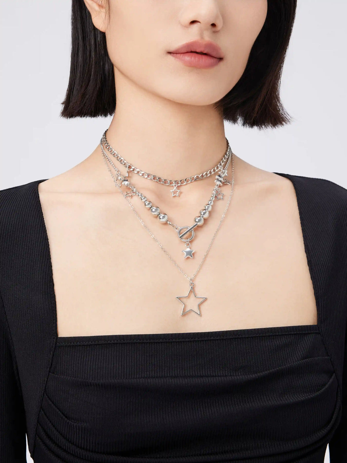 Multi-layered Star Decor Chain Necklace