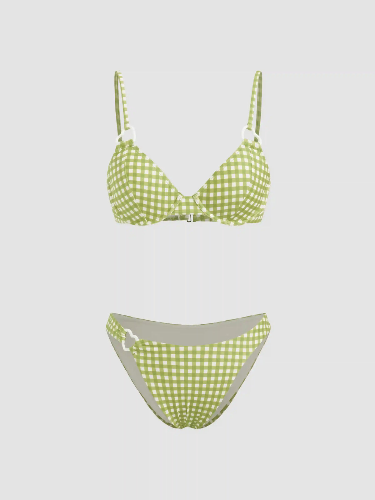 Heart Ring Linked Check Underwire Bikini Set