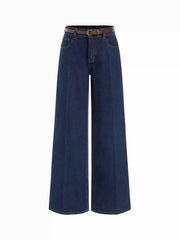 Cider Denim Mid Rise Straight Leg Trousers With Belt