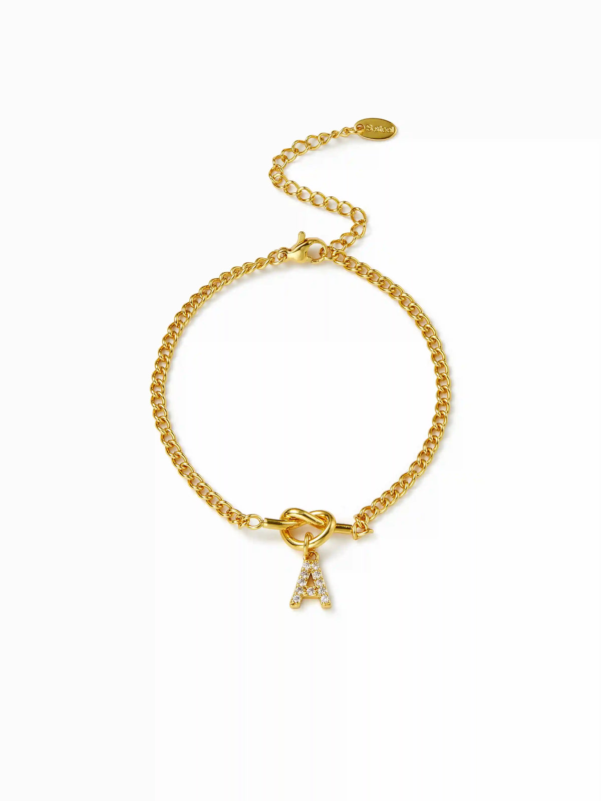 LETTER RHINESTONE PENDANT CHAIN BRACELET