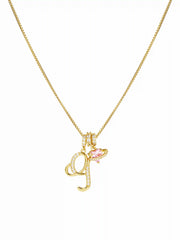 LETTER & HEART ZIRCON PENDANT NECKLACE