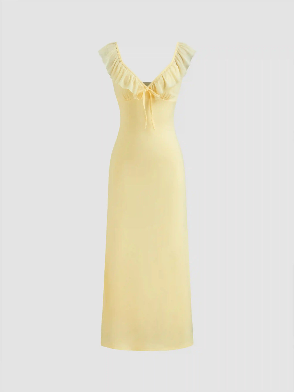 Sweetheart Ruffle Knotted Maxi Dress