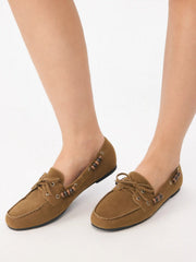 FAUX SUEDE BOWKNOT DECOR BEADED  LOAFERS