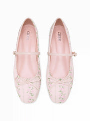 BOWKNOT DECOR FLORAL MARY JANE FLATS