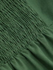 Linen-blend Square Neck Button Through Shirred Midi Dress Curve & Plus