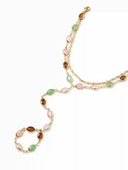OVAL RESIN LAYERED HAND CHAIN BRACELET
