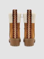FAUX SUEDE & FUR-LOOK CHUNKY HEEL ANKLE BOOTS