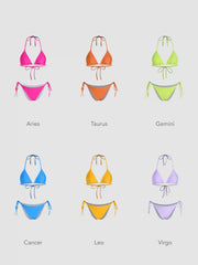 12 Zodiac Signs Rhinestone Halter Triangle Bikini Swimsuit